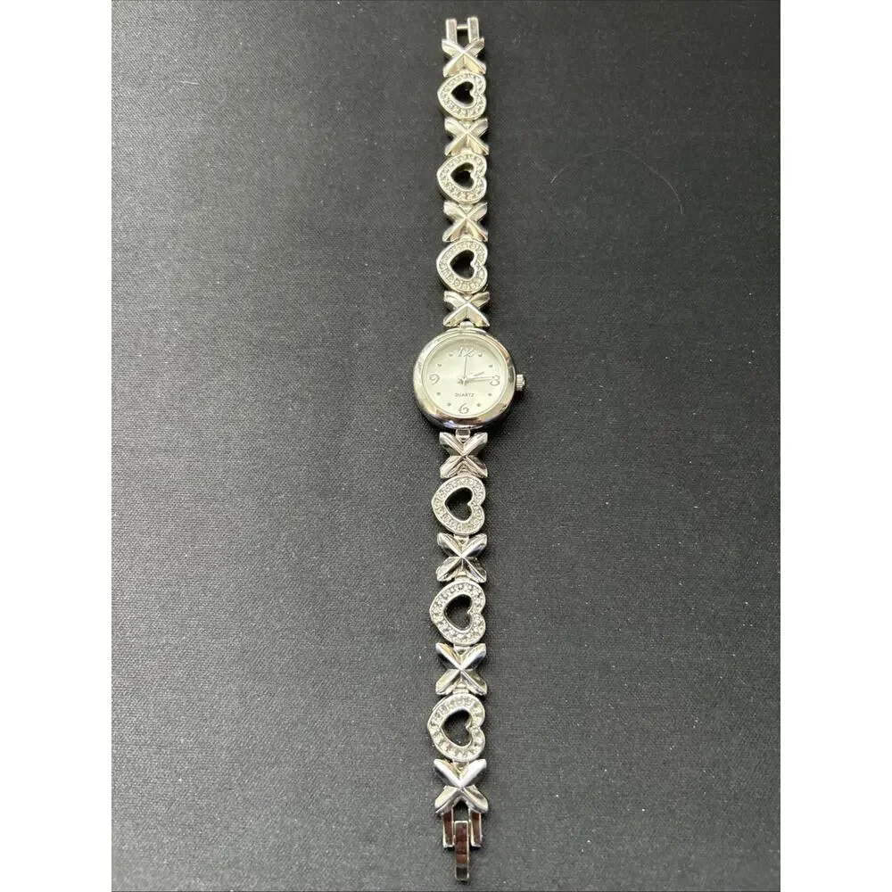 Silver Tone XO Link Band Women’s Quartz Watch
